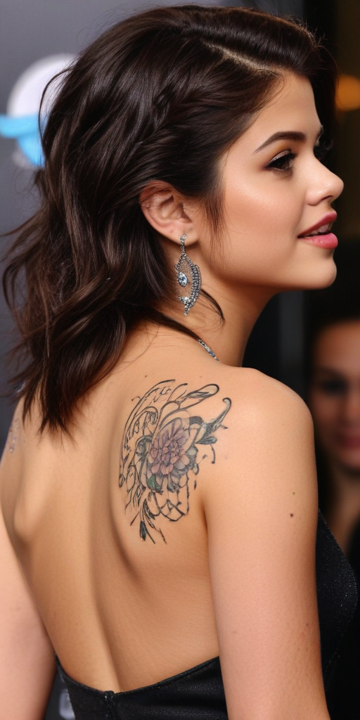 selena gomez back tatoo