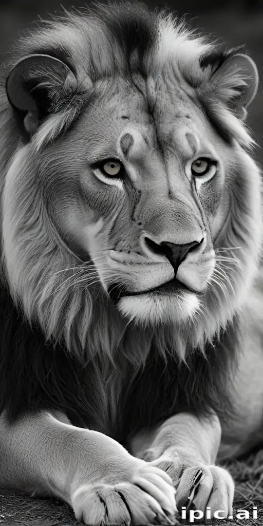 lion black and white