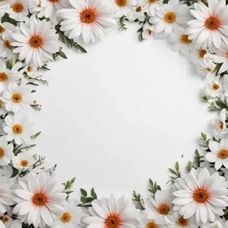 white background with flowers