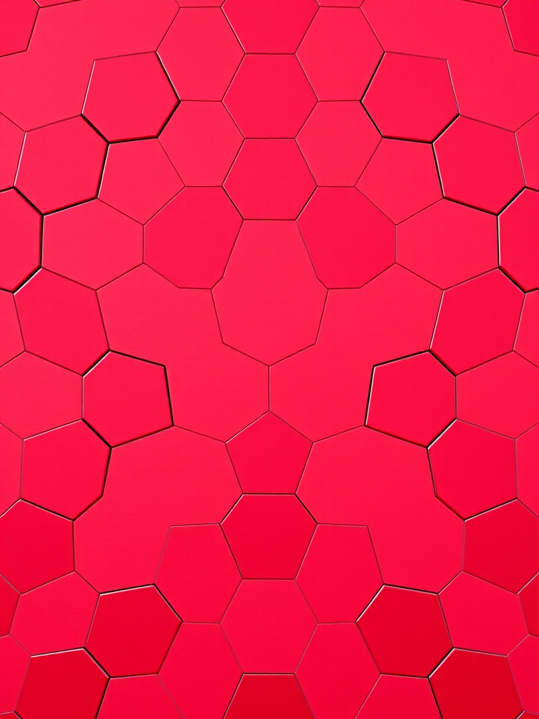 create a hexagonal pattern of varying shades of red with a smooth, uniform texture, high resolution, shot from a top-down view using a DSLR camera with a 50mm lens, aperture set at f/8, ISO 100, and a tripod for stability to enhance image quality