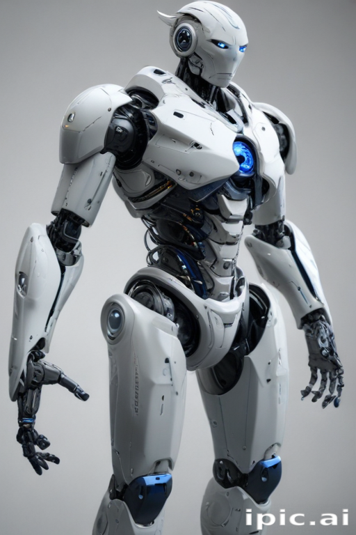 Futuristic Humanoid Robot with Sleek Design and Glowing Blue Features