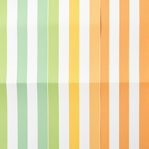 Create a high-resolution image of vertical stripes in pastel colors of green, yellow, and orange, with a textured paper background, using a Canon EOS R5, 50mm lens, f/2.8 aperture, ISO 100, and soft natural lighting.