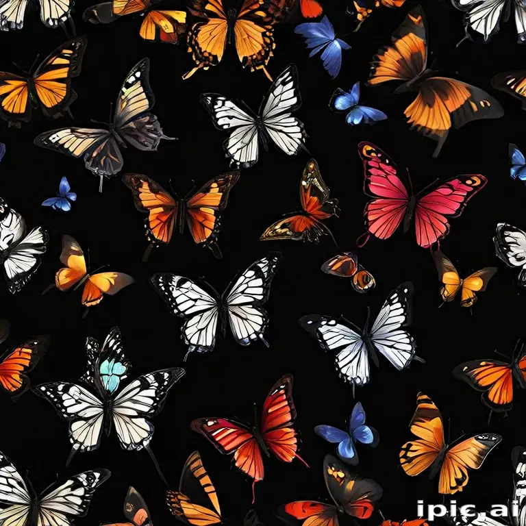butterflies in black background