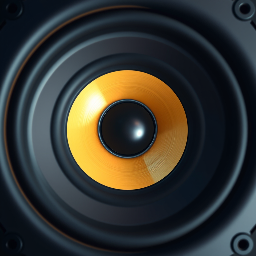 Create a high-resolution image of a speaker with sound waves emanating from it, use a DSLR camera with a 50mm lens, aperture set to f/1.8, ISO 100, and a shutter speed of 1/60 sec for a clear and vivid depiction.