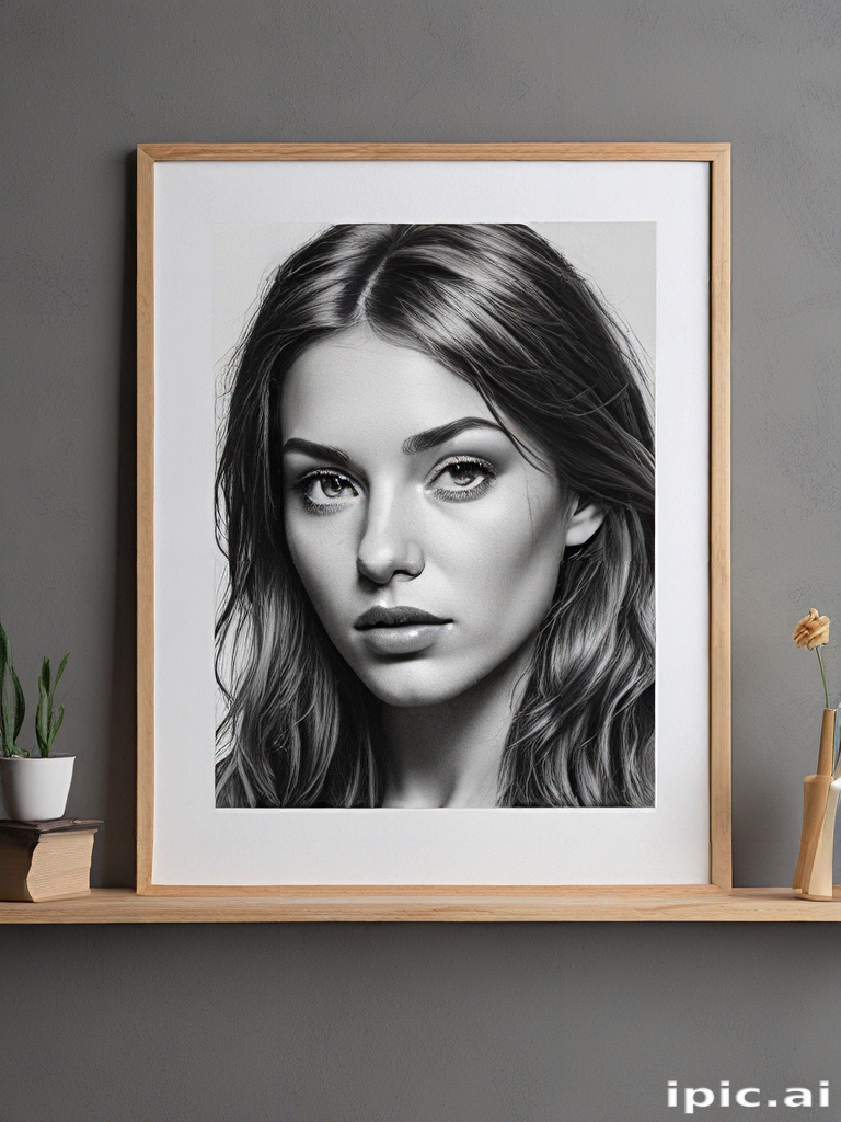 Stunning Black and White Portrait of a Young Woman Framed Elegantly
