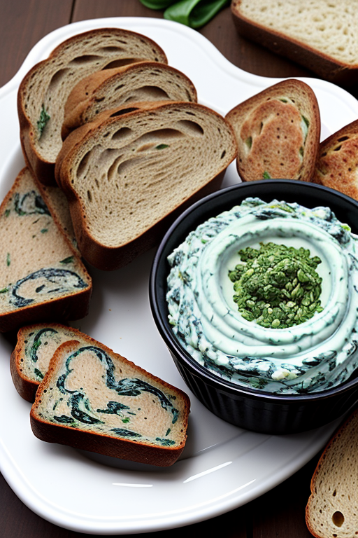 spinach dip with pumpernickel bread