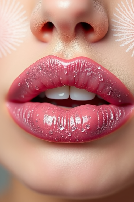 Frosted mauve "Iced Petal" lip lacquer with a high-shine finish and plumping peptides, creating the illusion of fuller, more voluminous lips