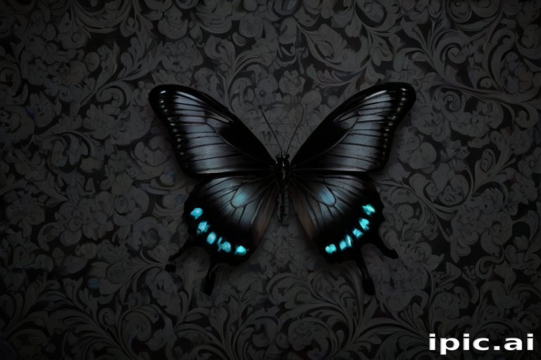 black wallpaper butterfly