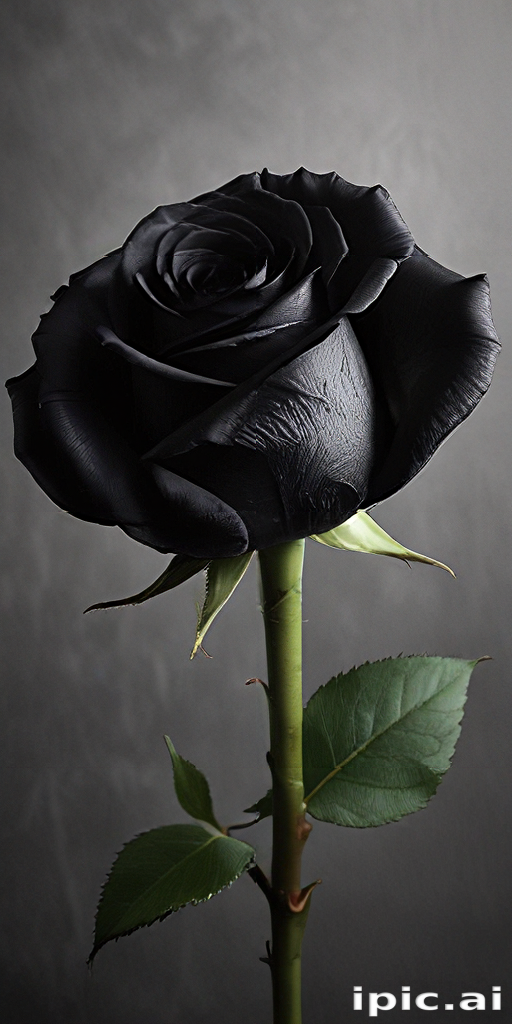 Elegant Black Rose on a Dark Background Symbolizing Mystery and Beauty