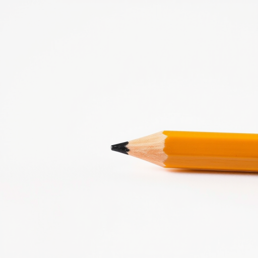 Create a high-resolution image of a realistic pencil against a plain white background, using a DSLR camera set to aperture f/8, shutter speed 1/250 sec, ISO 100, capturing it from a slightly elevated angle with soft natural lighting.