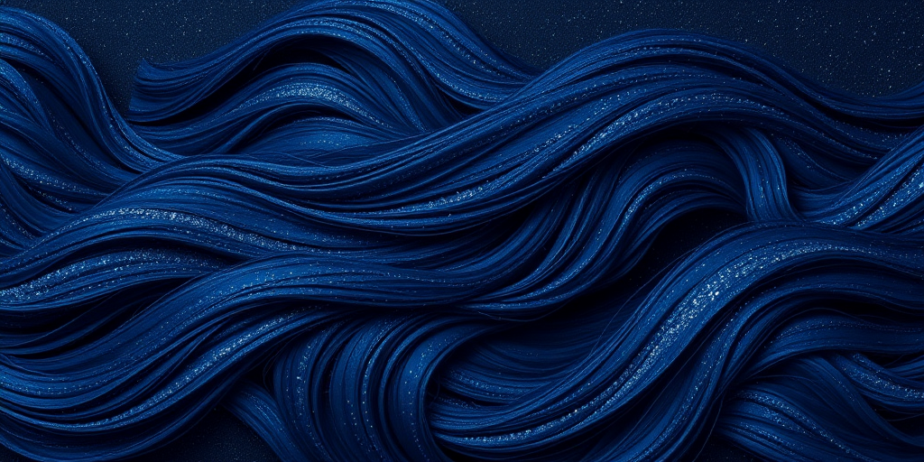 Mysterious midnight blue waves known as "Starry Night" feature subtle silver glitter throughout, creating the illusion of a twinkling night sky in long, flowing tresses