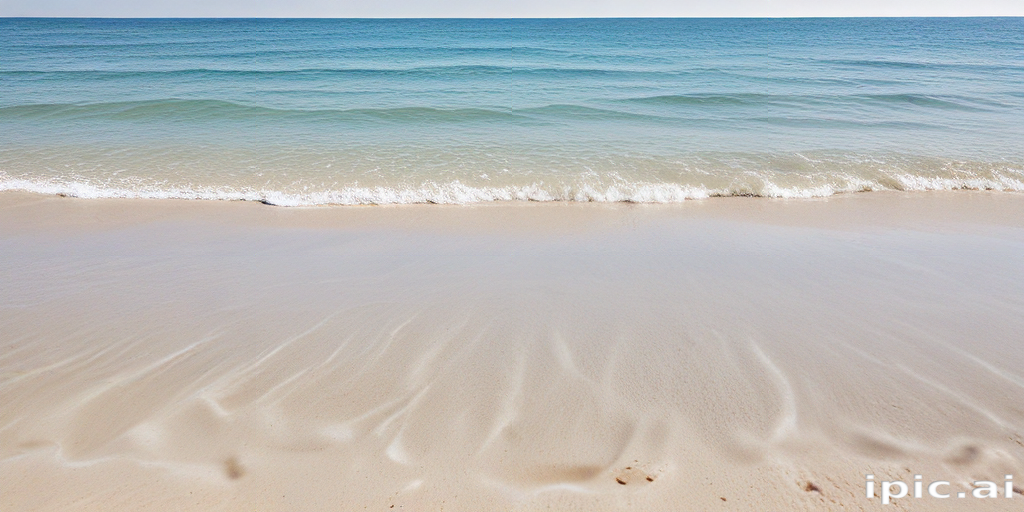 Serene Beach Scene with Gentle Waves Lapping Against the Soft Sand