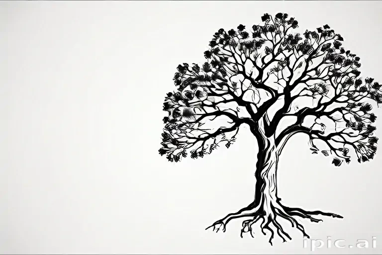 oak tree clipart black and white
