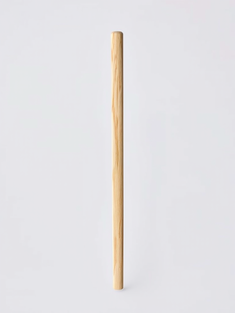 Create a high-resolution image of a single, wooden chopstick on a plain background, using a DSLR camera with a 50mm lens, aperture set to f/2.8 for a shallow depth of field, ISO 100, and soft diffused lighting to enhance texture and detail.