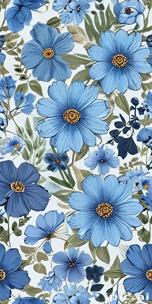 blue flowers clipart