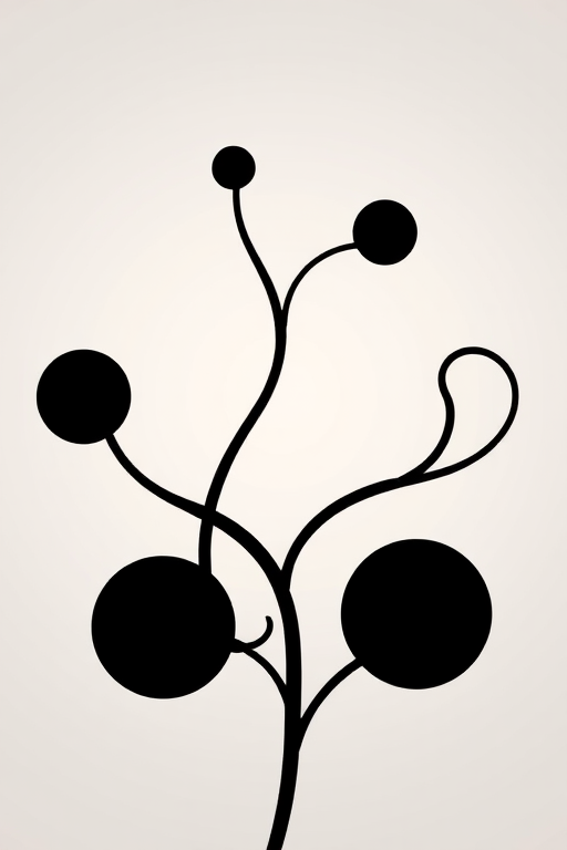 Regenerate an abstract black silhouette design featuring interconnected organic shapes with a smooth gradient background, using a DSLR camera, aperture f/4, shutter speed 1/250s, ISO 100, shot from a high-angle perspective in portrait mode to enhance image quality.