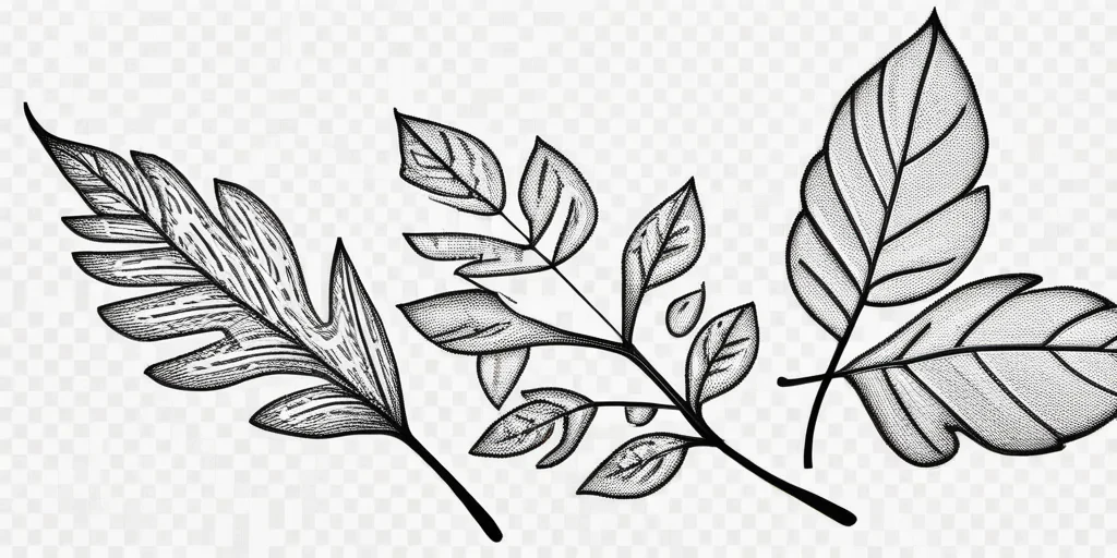leaves clip art black and white
