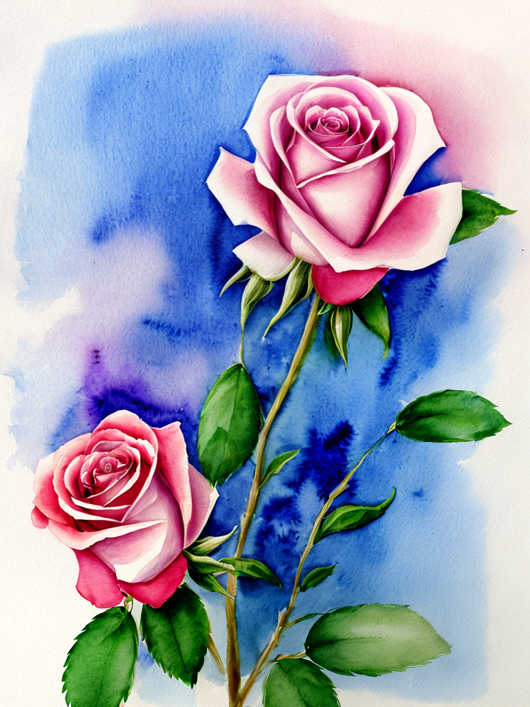 watercolor, roses,