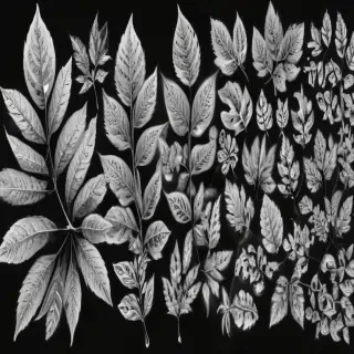 leaves clip art black and white