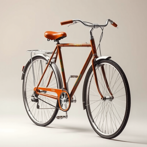 Create a high-resolution vector illustration of a vintage bicycle, using a Canon EOS 5D Mark IV with a 50mm lens at f/2.8, shot from a side view with soft diffused lighting and sharp focus to enhance details and textures.
