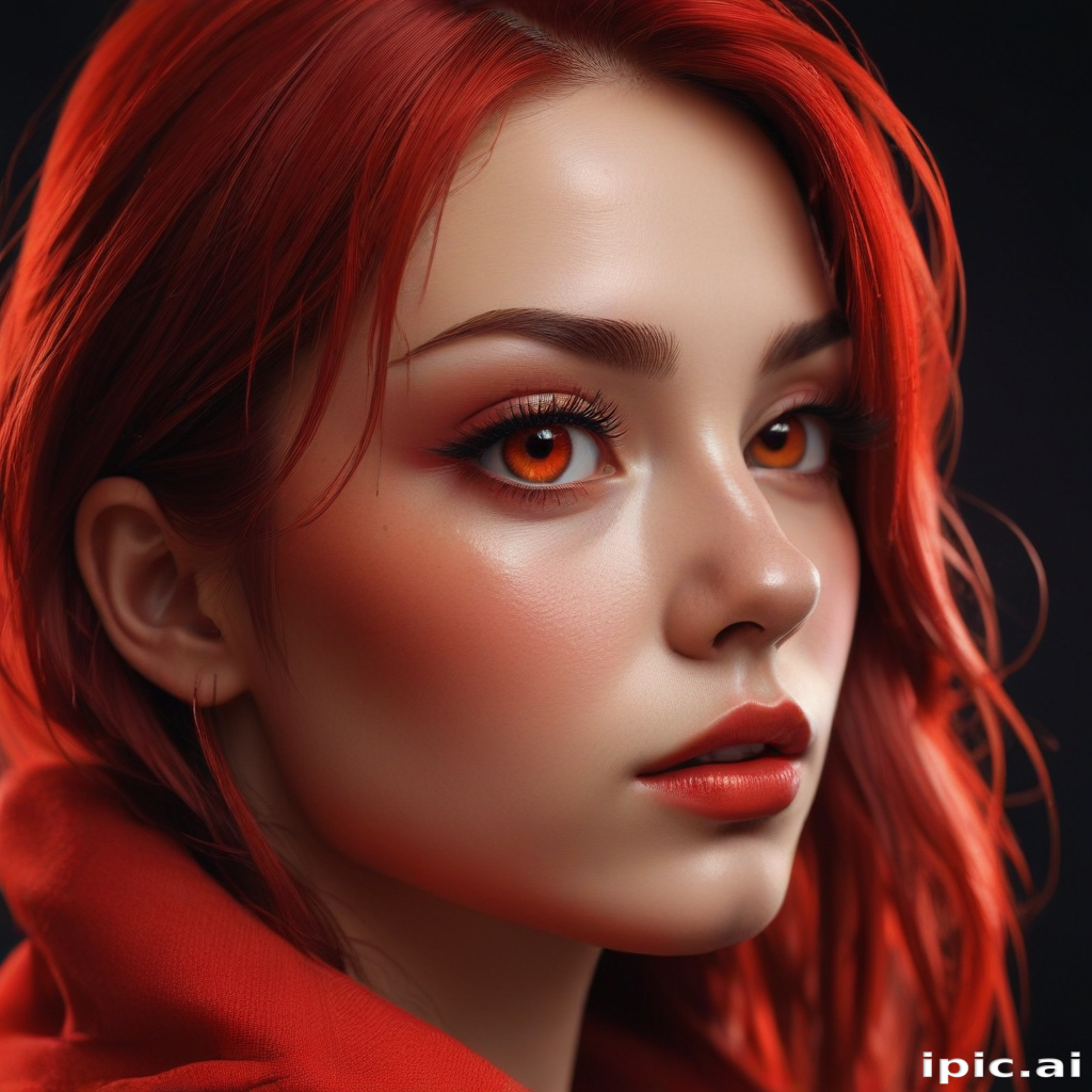 Striking Portrait of a Young Woman with Vibrant Red Hair and Unique ...