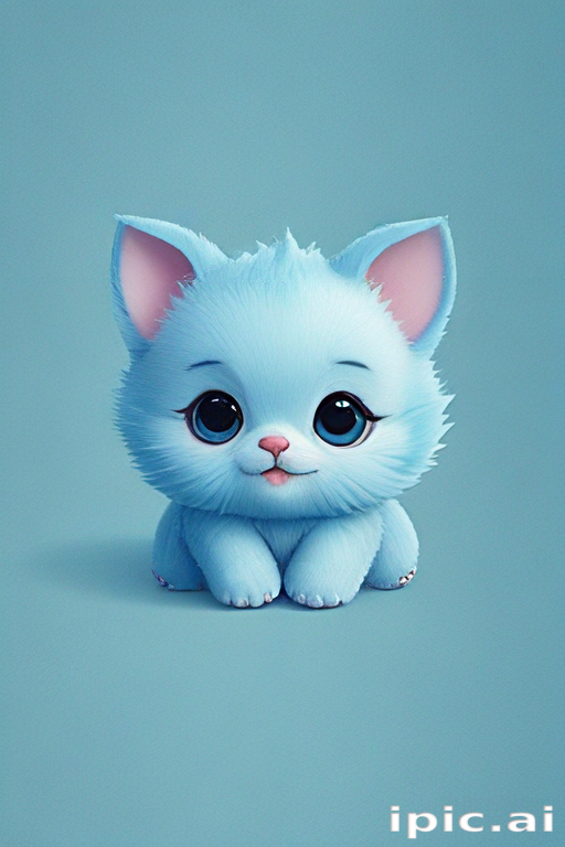 Adorable Blue Kitten with Big Eyes Sitting on a Soft Background