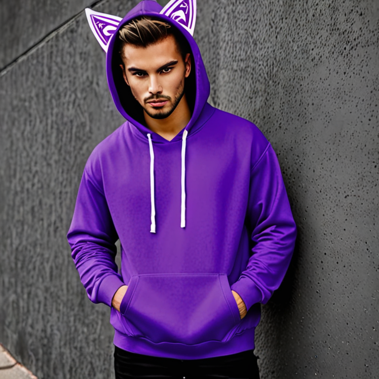 Masked man purple samurai cat ear hoodie