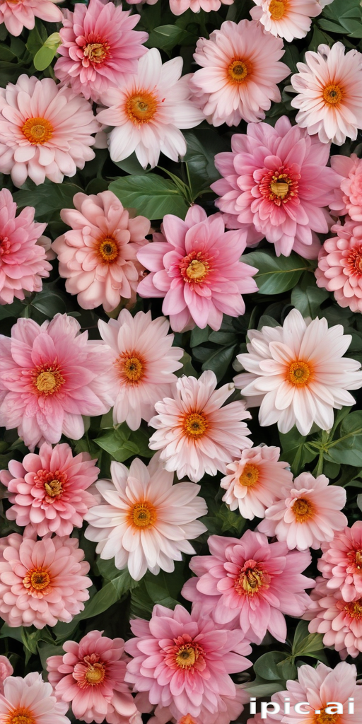 Pink Flowers Array A Beautiful Array of Pink Flowers Surrounded by Lush Green Leaves.
