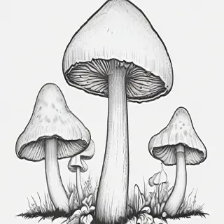 mushroom clip art black and white