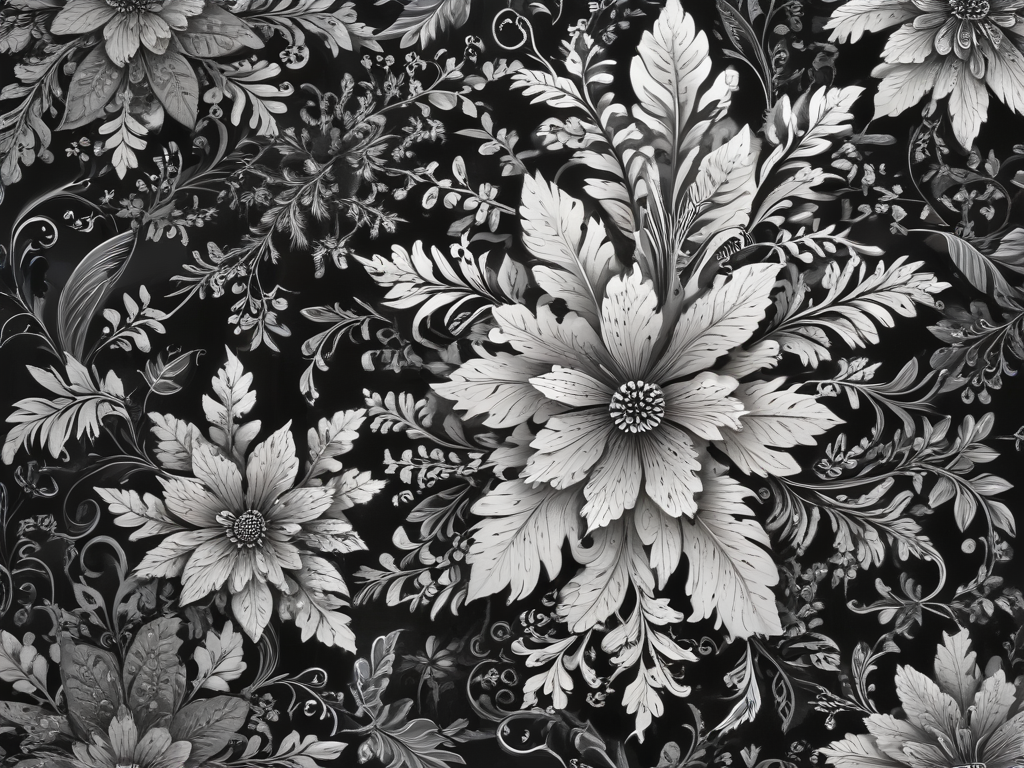 Elegant Floral Design Featuring Intricate Black and White Patterns and ...