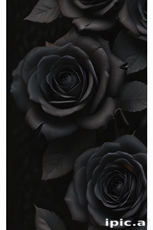 Elegant Arrangement of Deep Black Roses Against a Dark Background