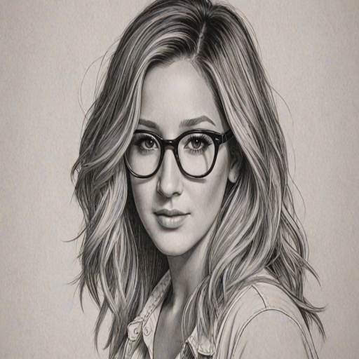 Superb Ashley Tisdale, pencil sketch, portrait of Magnificent woman 1925s in glasses, hair style beatnik, outline, clear lines, fine lines, 8k