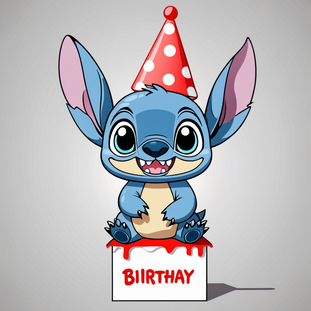 Free Ai Image Generator 2d vector style Stitch character birthday with ...