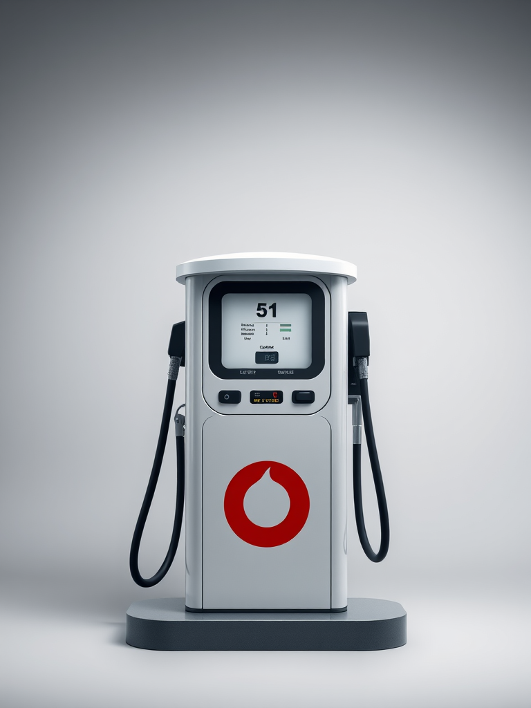 Create a high-quality vector graphic of a fuel pump icon, 4K resolution, using a Canon EOS R5 camera with a 50mm lens, f/1.8 aperture, 1/125 sec shutter speed, ISO 100, in a studio lighting setup for a clear, sharp image with a minimalist background.