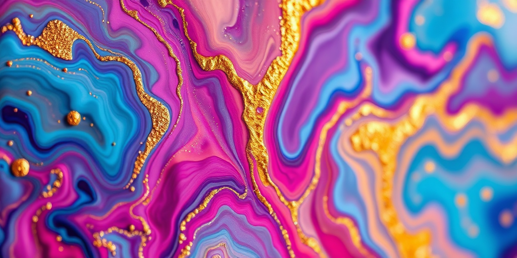abstract fluid art with vibrant colors and golden accents, highly detailed, macro lens, f/2.8, ISO 100, 1/60 sec, portrait orientation, soft diffused lighting, digital artwork, realistic textures, enhanced contrast