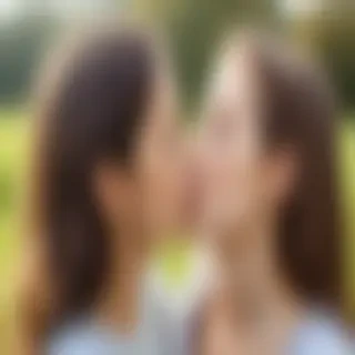 two girls kissing