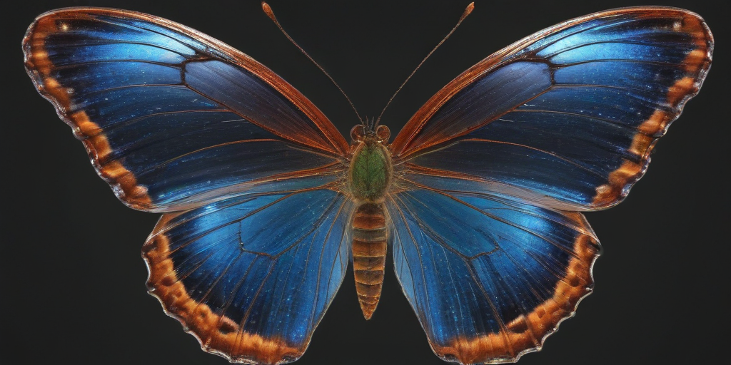 Stunning Close-Up of a Vibrant Blue Butterfly Against a Dark Background