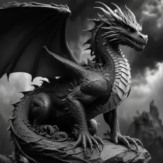 dragon black and white