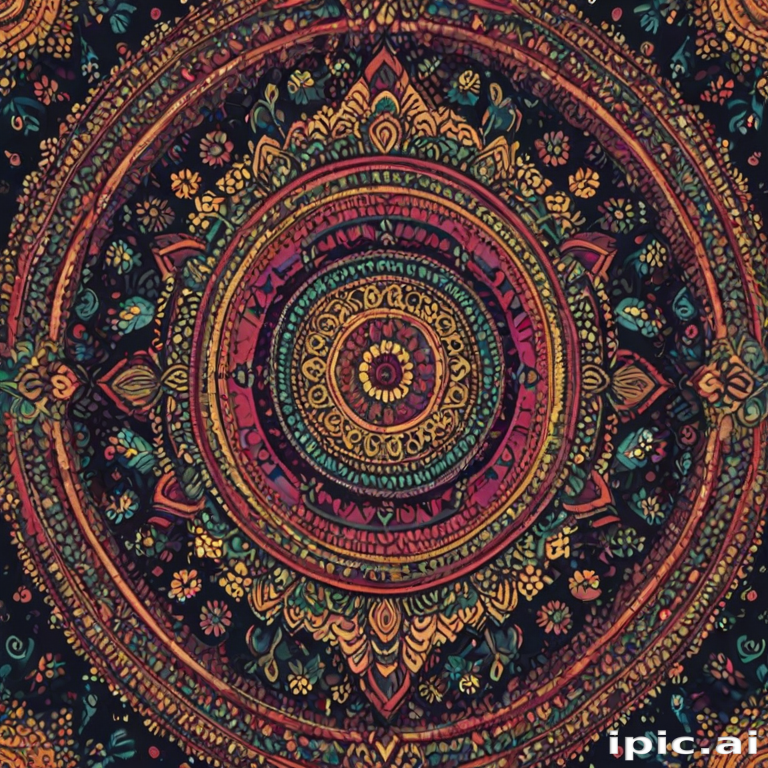 Intricate Mandala Design Featuring Vibrant Colors and Detailed Floral ...