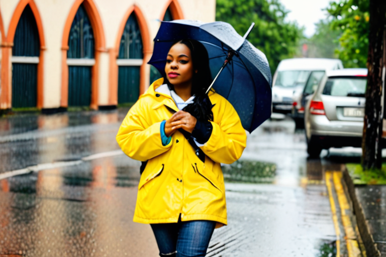 rihana going to church on a rainy day