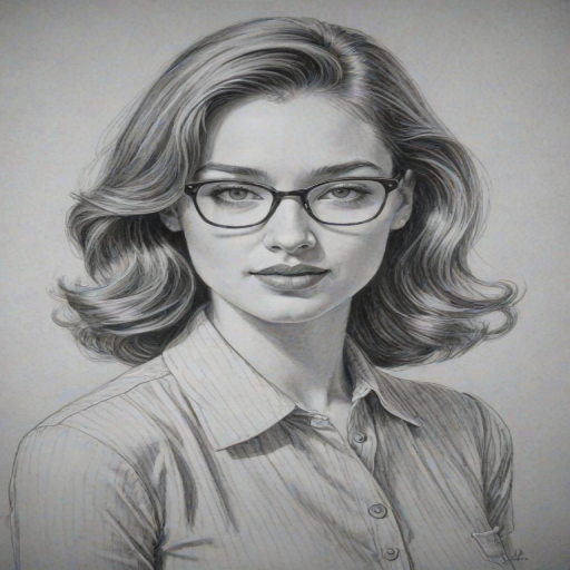 Ravishing Kristen Connolly, pencil sketch, portrait of Attractive woman 1945s in glasses, hair style beatnik, outline, clear lines, fine lines, 8k