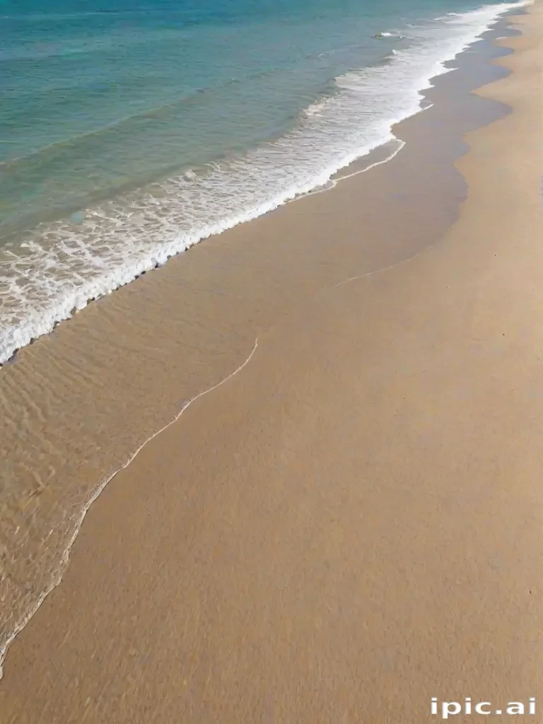 Tranquil Shoreline with Gentle Waves and Soft Sandy Beach Under Sunlight