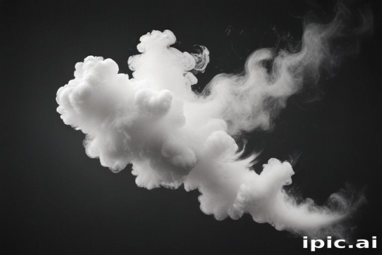 Billowing White Clouds Creating Abstract Shapes Against a Dark Background