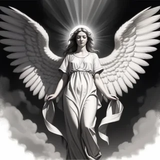 black and white angel drawings