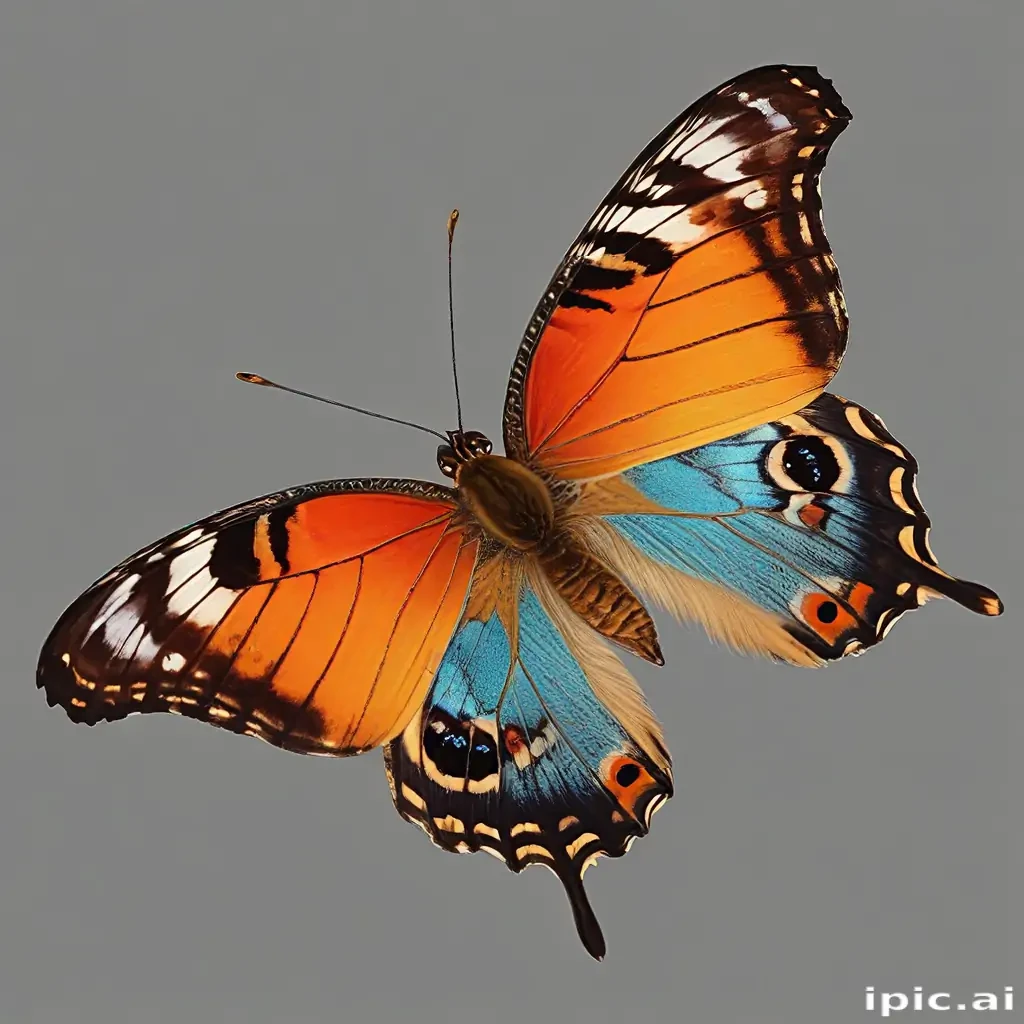 Vibrant Butterfly Displaying Stunning Colors Against a Neutral Background