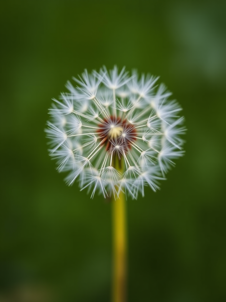 Close-up of dandelion seeds floating against a blurred green background, soft focus effect, shallow depth of field, aperture set to f/2.8, ISO 200, 50mm lens, natural light, macro photography.