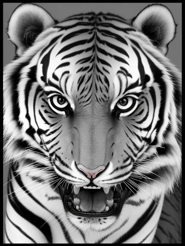tiger clipart black and white