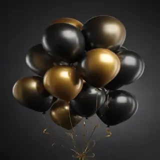 black and gold balloons png