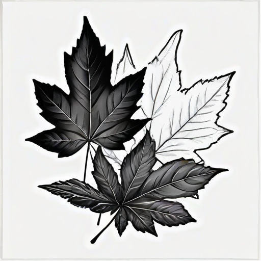 clipart leaf black and white
