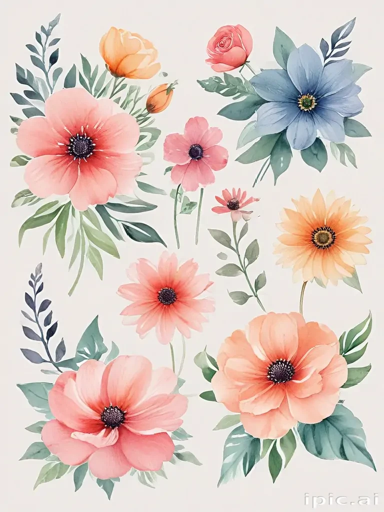 watercolor flowers clipart